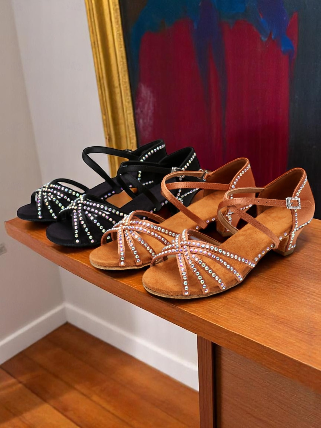 Sapatos de dança femininos pretos com tiras e strass, estilo anos 20, ideais para festas vintage e dança swing. de 2026 por $46.99 –P1