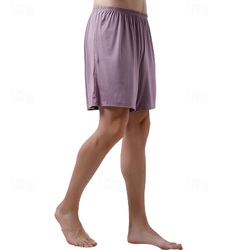Herr Vardagsklädsel Pyjamasshorts Slät Mode Klassisk Ledigt Hem Dagligen Säng Bomull Komfort Andningsfunktion Mjuk Shorts Elastisk midja Sommar Svart Rodnande Rosa 2025 - $11.99 –P8