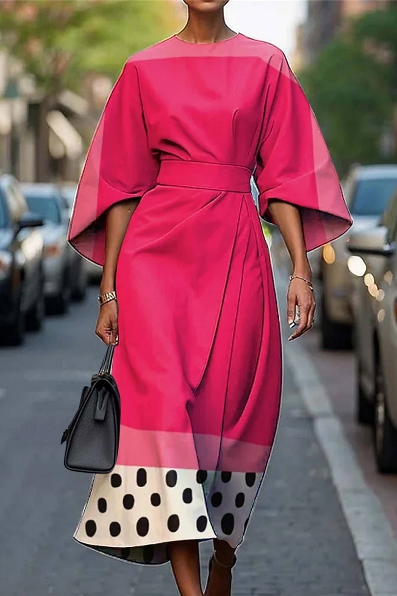 Pentru femei Rochie Lunga Rochie Maxi Rochie casual Rochie de vară Modă Modern Zilnic Dată Sfârșit de săptămână Fit regulat Geometric Lungime Manșon 3/4 Stil Nautic Plin de Culoare Negru Alb Galben 2025 - $27.99 –P10