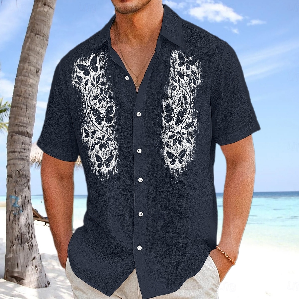Homens Camisa Social Camisa de linho camisa de verão Roupa de Praia camisa de botão Côr Sólida Férias Curise Preto Branco Rosa Azul Marinha Manga Curta Colarinho Verão Primavera Verão Roupa Bloco de de 2026 por $25.99 –P10