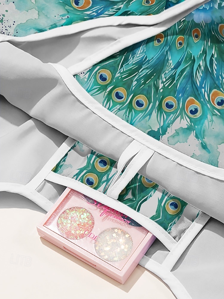 Sac fourre-tout pliable à imprimé paon pour femme - Sac de courses réutilisable de grande capacité avec un design aquarelle élégant, léger et élégant, idéal pour un usage quotidien, les voyages et les achats écologiques de 2025 ? $14.99 –P7