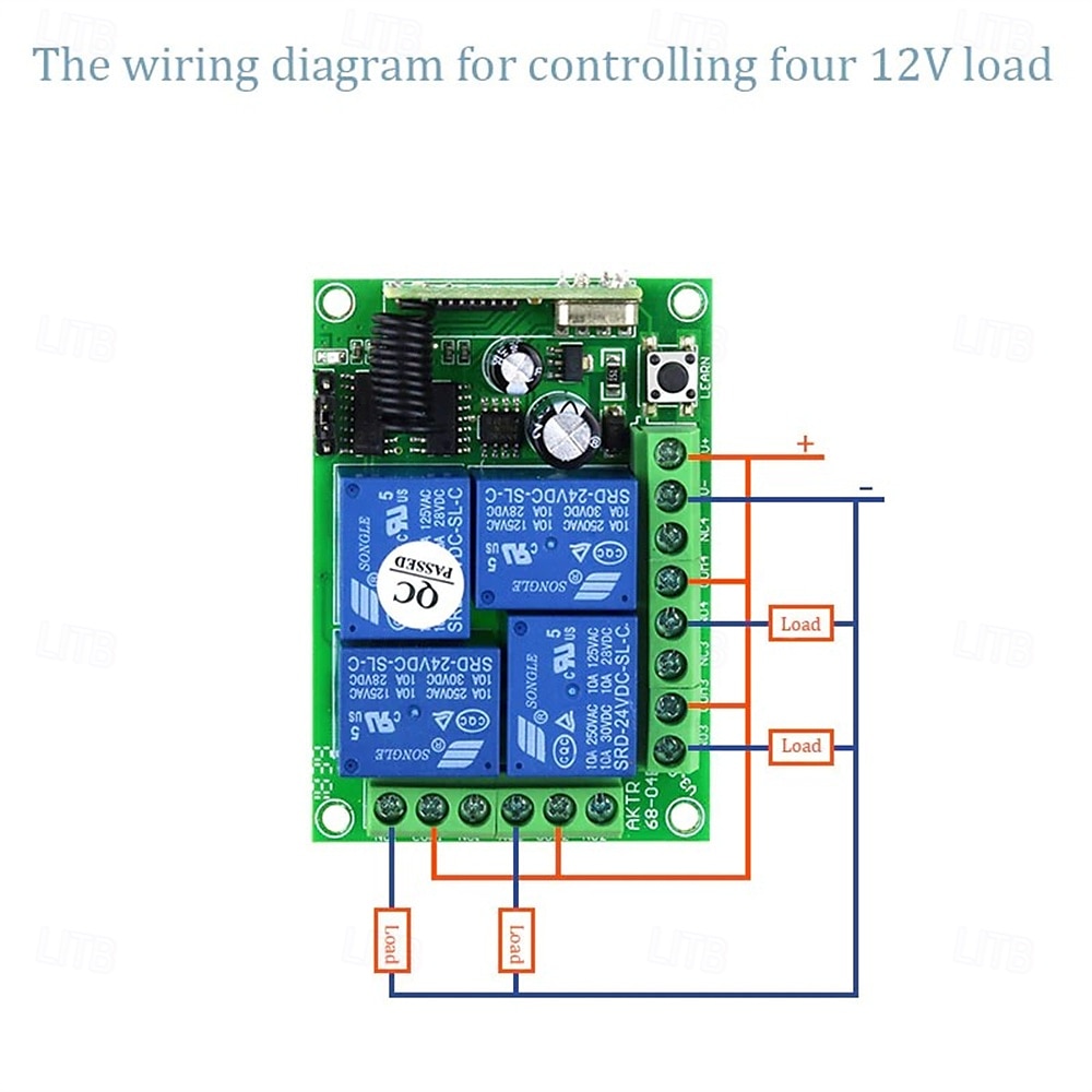 DC12V 4CH wireless remote control switch /Smart relay receiver 10A relay / Momentary /Toggle /Latched working way can change / 433mhz easy to install /DC12V power ON/OFF 2025 - $32.99 –P10