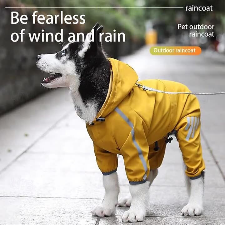 Capa de chuva para cachorro, capa de chuva impermeável com capuz, capa de chuva refletiva alta para animais de estimação com furo para guia para cães pequenos, médios e grandes de 2025 por $18.49 –P1