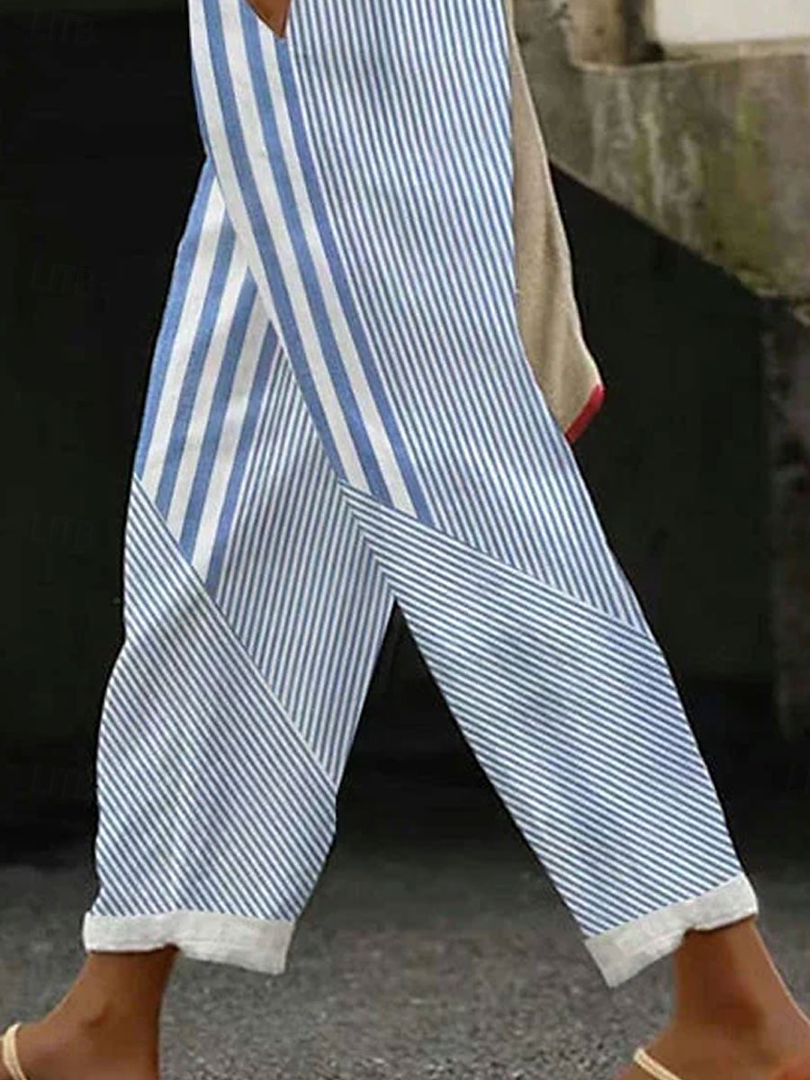 Per donna Aderente Elegante Vacanza Vintage Lunghezza intera Vita Alta Grafico A righe Stampa Traspirante Morbido Micro-elastico All'aperto Quotidiano Blu Estate Primavera Vestibilità regolare del 2025 a $32.99 –P3