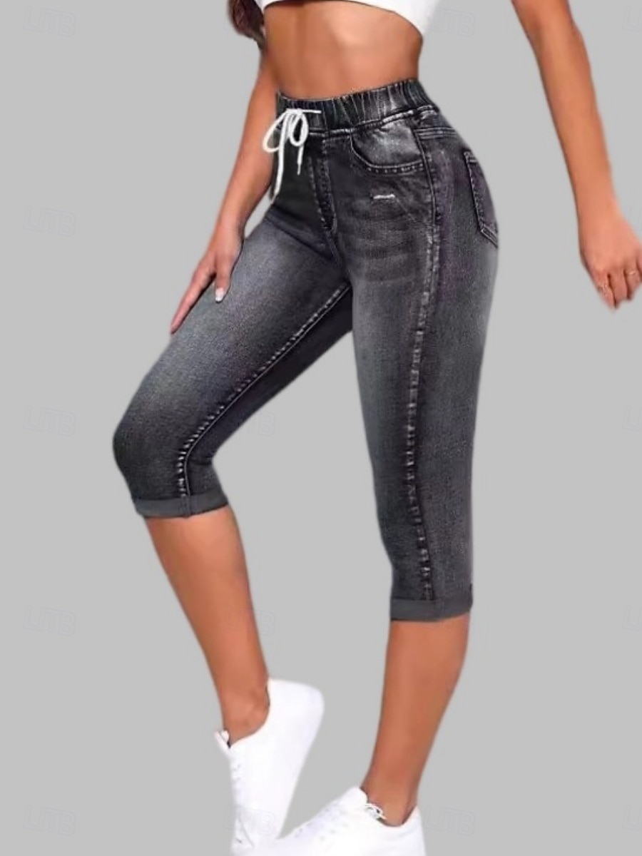 Legginsy damskie Capri 3D z nadrukiem wakacyjne casualowe rajstopy długość na łydkę wysoko w pasie jednolity kolor wysoki krój komfortowe oddychające szybko schnące elastyczne na zewnątrz uliczne 2025 - $31.99 –P4