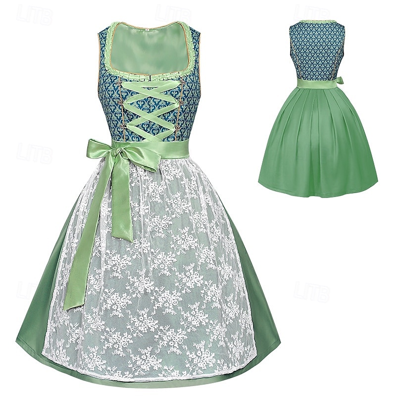 Cerveza Oktoberfest Oktoberfest Vestidos Mucama bávaro prados Mujer Carnaval Fiesta Festival de Cerveza Paño de estilo tradicional Vestido Delantal Sin blusa 2025 - $62.99 –P1