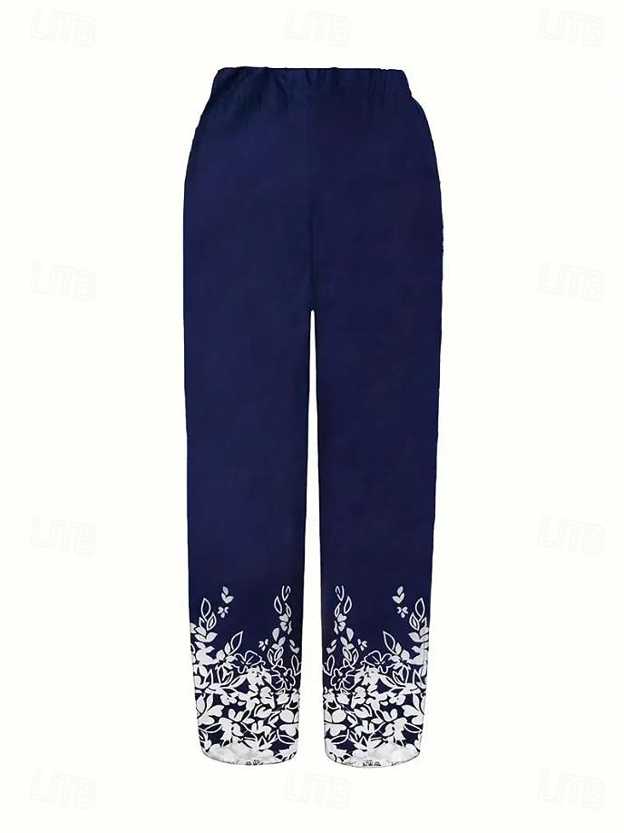 Per donna Gamba larga Chinos Pantaloni Larghi Shorts da Spiaggia Vacanza Vintage Essenziale Lunghezza alla caviglia Vita Alta Floreale Grafico Stampa Calore Termico Morbido Traspirante Micro-elastico del 2026 a $24.99 –P7