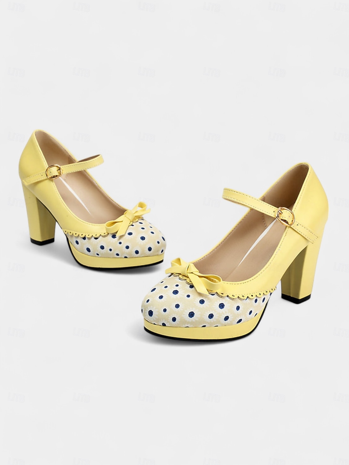 blaue Mary Janes mit gepunktetem Blockabsatz für Damen – Vintage-Stil der 50er Jahre mit Schleifen, ideal für Teepartys, Verabredungen und Lolita-Mode 2026 - $59.99 –P6
