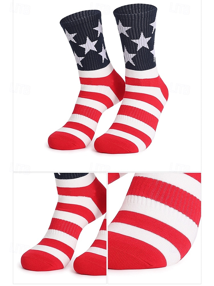 Herrensocken mit USA-Flagge und Sternenbanner-Design – patriotische Baumwollsocken für den Unabhängigkeitstag, Sport und Freizeit 2025 - $9.99 –P4
