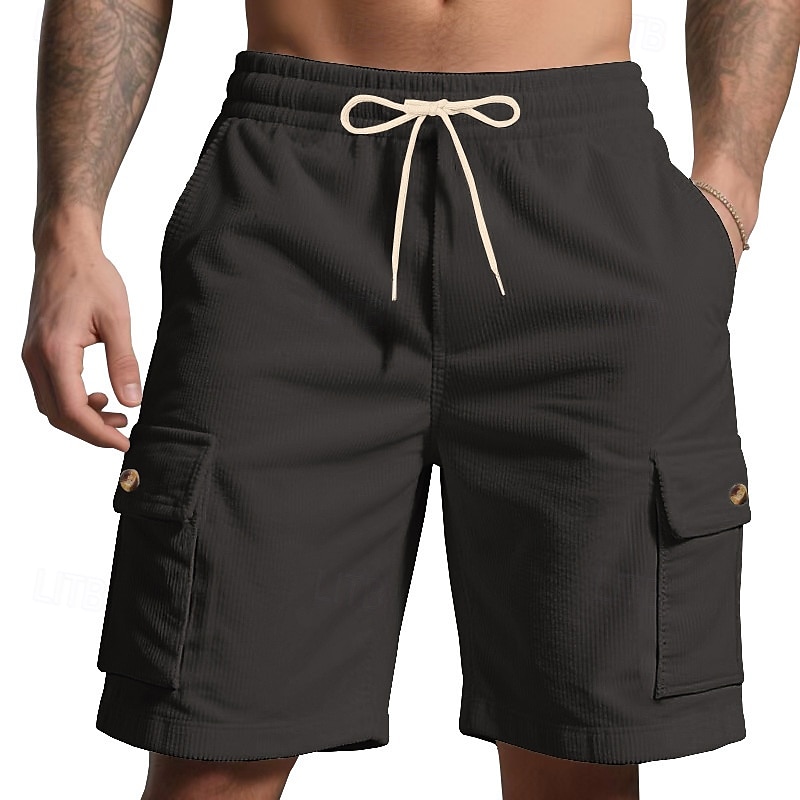 Bărbați Pantaloni Scurți Cargo Pantaloni Scurți Pantaloni scurți de vară Cordon Talie elastică Multi Buzunare Simplu Confort Purtabil Lungimea genunchiului În aer liber sportiv Zilnic Modă Casual 2025 - $20.99 –P14