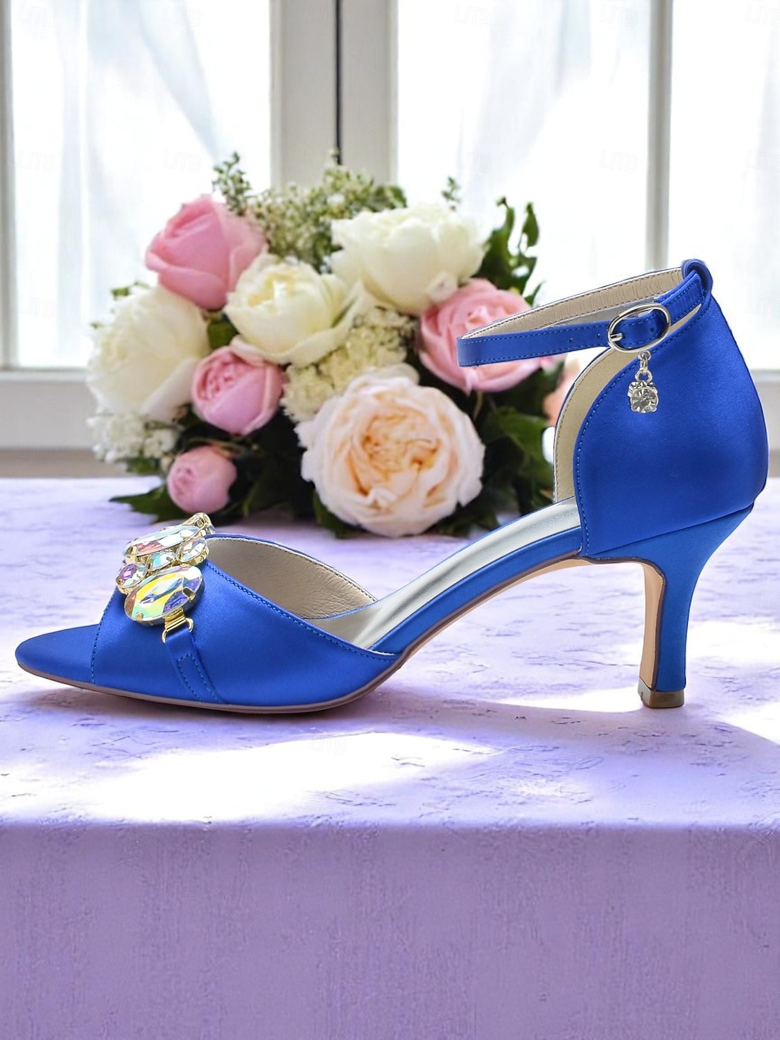 Women's Black Satin Open Toe Heels with Ankle Strap and Crystal Gemstone Embellishment- Elegant Mid Heel Sandals for Cocktail Party & Evening Wedding Reception and Formal Events 2025 - $59.99 –P3