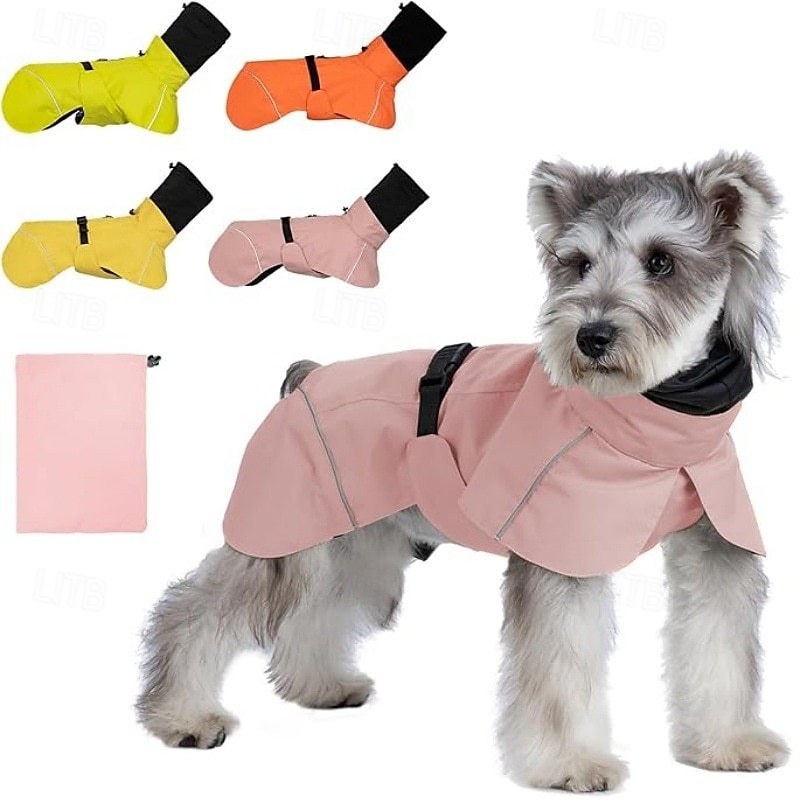 capa de chuva para cachorro, capa de chuva impermeável com capuz, capa de chuva ajustável para animais de estimação com orifício para guia para cães de pequeno e médio porte de 2025 por $15.49 –P3