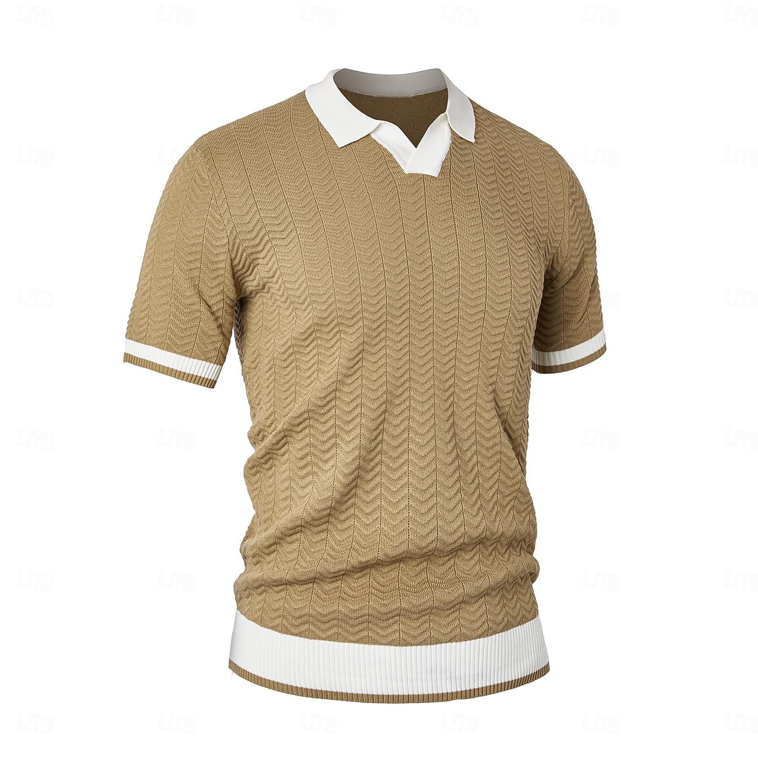 Herre Polo Strikk polo Virksomhet Avslappet V-hals Kortermet Formelt Fargeblokk Original Sommer Alle årstider Svart Hvit Kakifarget Militærgrønn Polo 2025 - $27.99 –P2