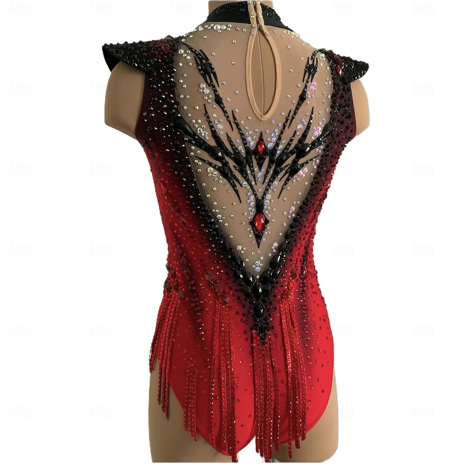 Rytmisk gymnastikk-trikot dame jenter skøyting gymnastikk-trikot gul tommelhull halo-farging høy elastisitet profesjonell konkurranse skøytetøy krystall / strass ermeløs skøyting 2025 - $322.99 –P3