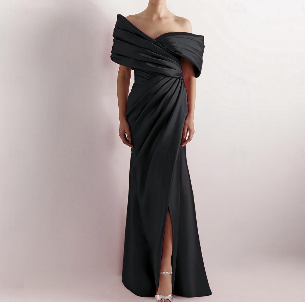 Yellow Dress High Fashion Mustard Dress Mermaid / Trumpet Evening Gown Cocktail Dress Formal Wedding Floor Length Sleeveless Off Shoulder Satin with Ruched Details Slit 2025 2025 - $157.99 –P5