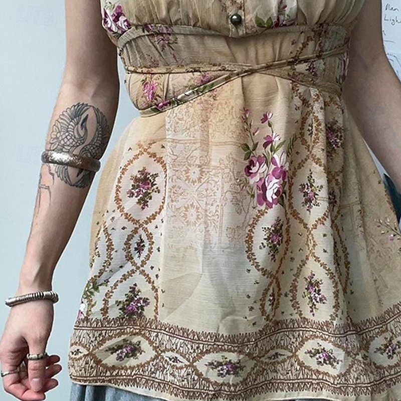 Pentru femei Cămașă Boho Bluză Floare Modern Boho Fără manșon Cu Bretele Topuri obișnuite Zilnic Concediu Ieșire Imprimeu Caisă Vară 2025 - $22.99 –P3