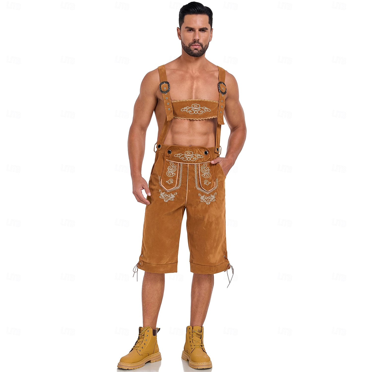 Oktoberfest Haft Lederhosen bawarski Niemiecki Monachium Łąki Męskie Impreza Festiwal Piwa Tkanina w stylu tradycyjnym 2026 - $46.99 –P16