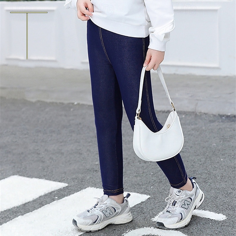 Kids Girls' Leggings Solid Color Daily School 4-12 Years Spring Black Navy Blue 2025 - $11.99 –P4