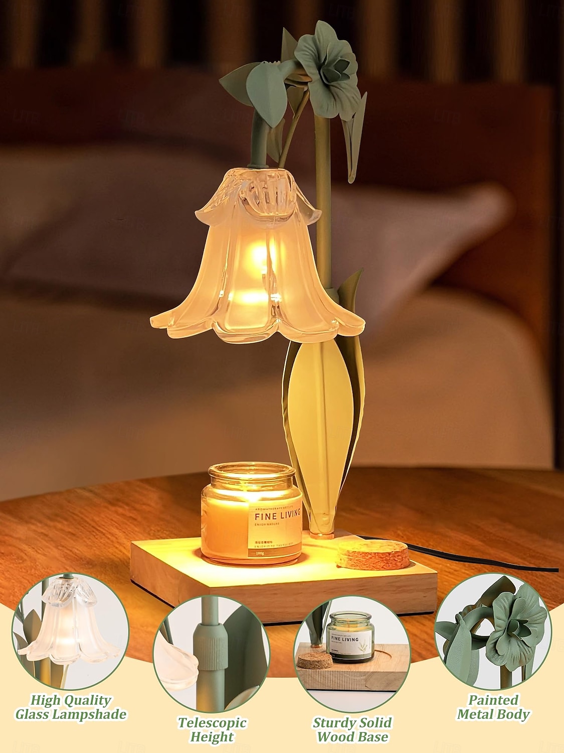 Chauffe-bougie à fleurs avec minuterie, chauffe-bougie à intensité variable, chauffe-bougie à hauteur réglable, convient à toutes les bougies en pot, chambre à coucher, salon, décoration de la maison, de 2025 ? $155.99 –P2