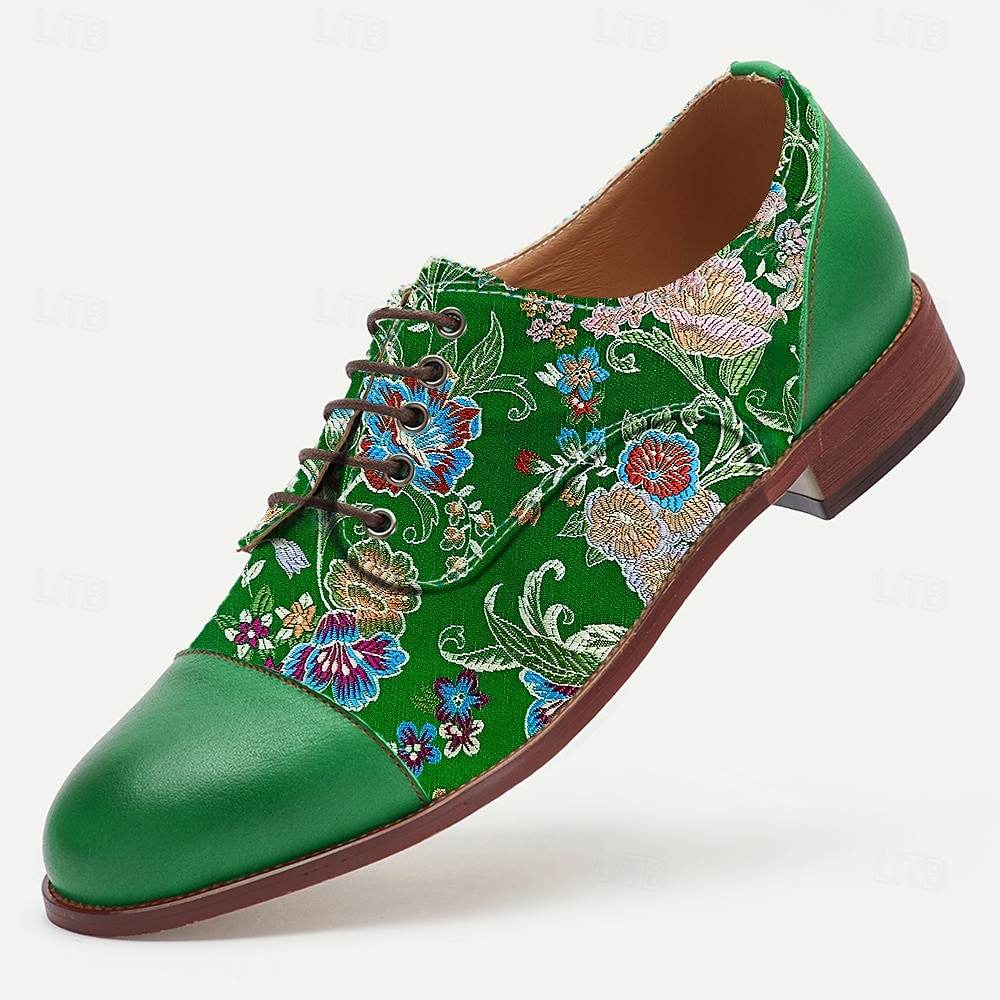 Homens Sapatos sociais Pele PU Tecido Jacquard Respirável Confortável Antiderrapante Com Cadarço Verde Verão Primavera de 2025 por $46.99 –P1