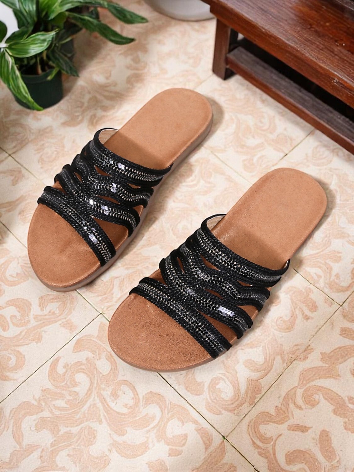 Women's Bronze Multi-Strap Flat Slide Sandals – Bohemian Style Open Toe Slippers for Daily Wear, Travel, and Vacation 2026 - $29.99 –P2