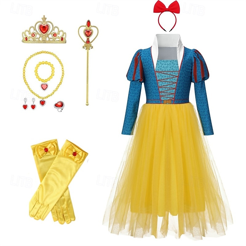 Sněhově bílá Pohádkové Princeznovské Květinové šaty Téma Party Kostým Tylové šaty cosplay Filmové kostýmy for Dívčí Dětské Karneval Plesová maškaráda Párty 2025 - $40.64 –P1