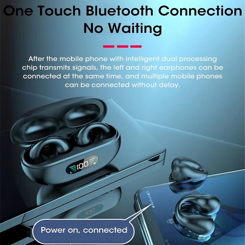 2025年 骨伝導ワイヤレスイヤフォン Bluetooth 5.3 – HD音声、ノイズリダクション、LEDディスプレイ、デュアル接続、タッチコントロール、ランニング＆スポーツに最適  コレクション – $33.99 –P1