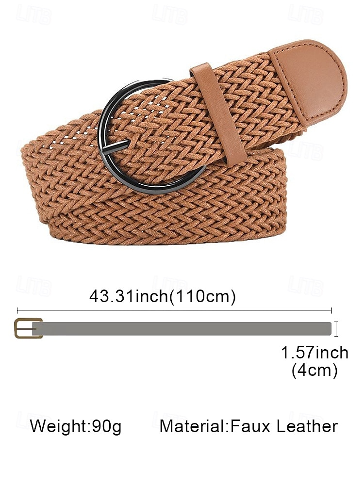 Women's Faux Leather Braided Belt with Details and Round Buckle - Bohemian Casual Belt for Dresses, Skirts and Summer Outfits 2025 - $11.99 –P8