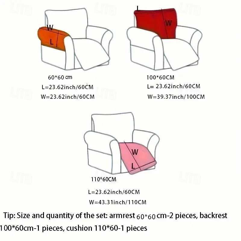 1Set/4Pieces Recliner Chair Cover Solid Color Geometric Jacquard Jacquard Polar Fleece Slipcovers 2025 - $36.99 –P2