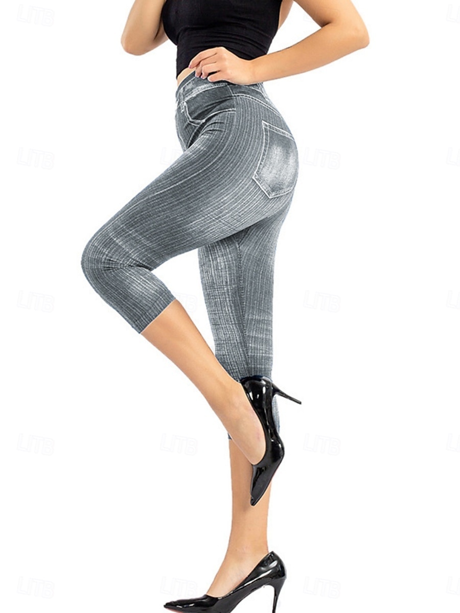Women's Leggings Capri Pants 3D Print Chinos Vintage Streetwear Casual Calf-Length High Waist Plain Printing Comfy Soft Comfortable Stretchy Outdoor Street Black Red Blue Gray Summer Slim Fit 2025 - $3.99 –P14