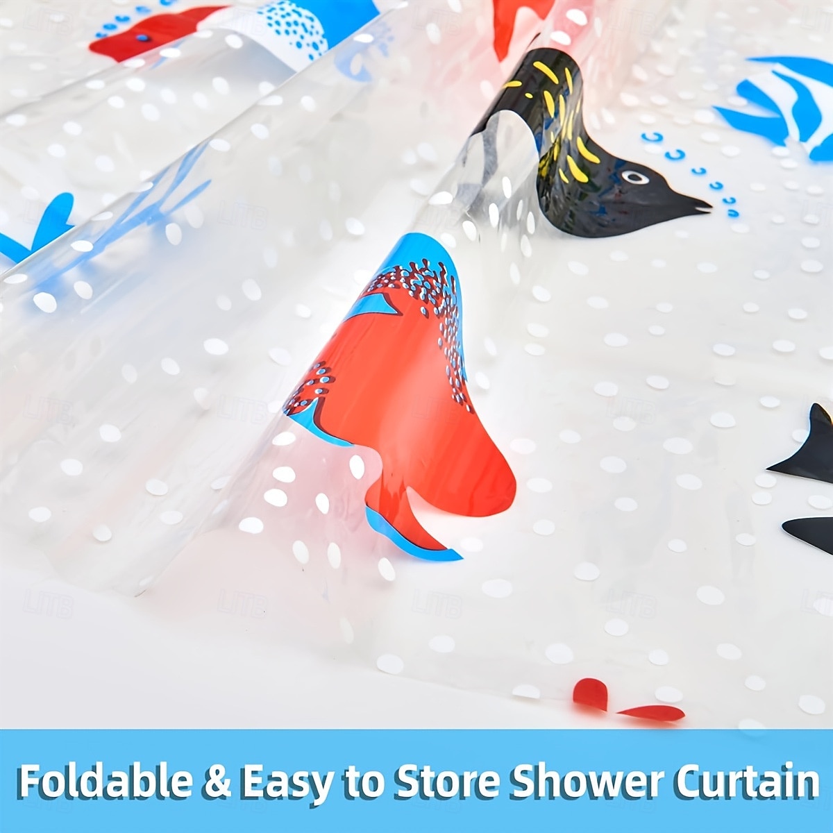 Прозрачная душевая занавеска с тропическими рыбами 180x200см 70"x79" водонепроницаемая легкая поддока душевой занавески PEVA длинные модные занавески для ванны с 12 люверсами и крючками 2026 - $16.49 –P7