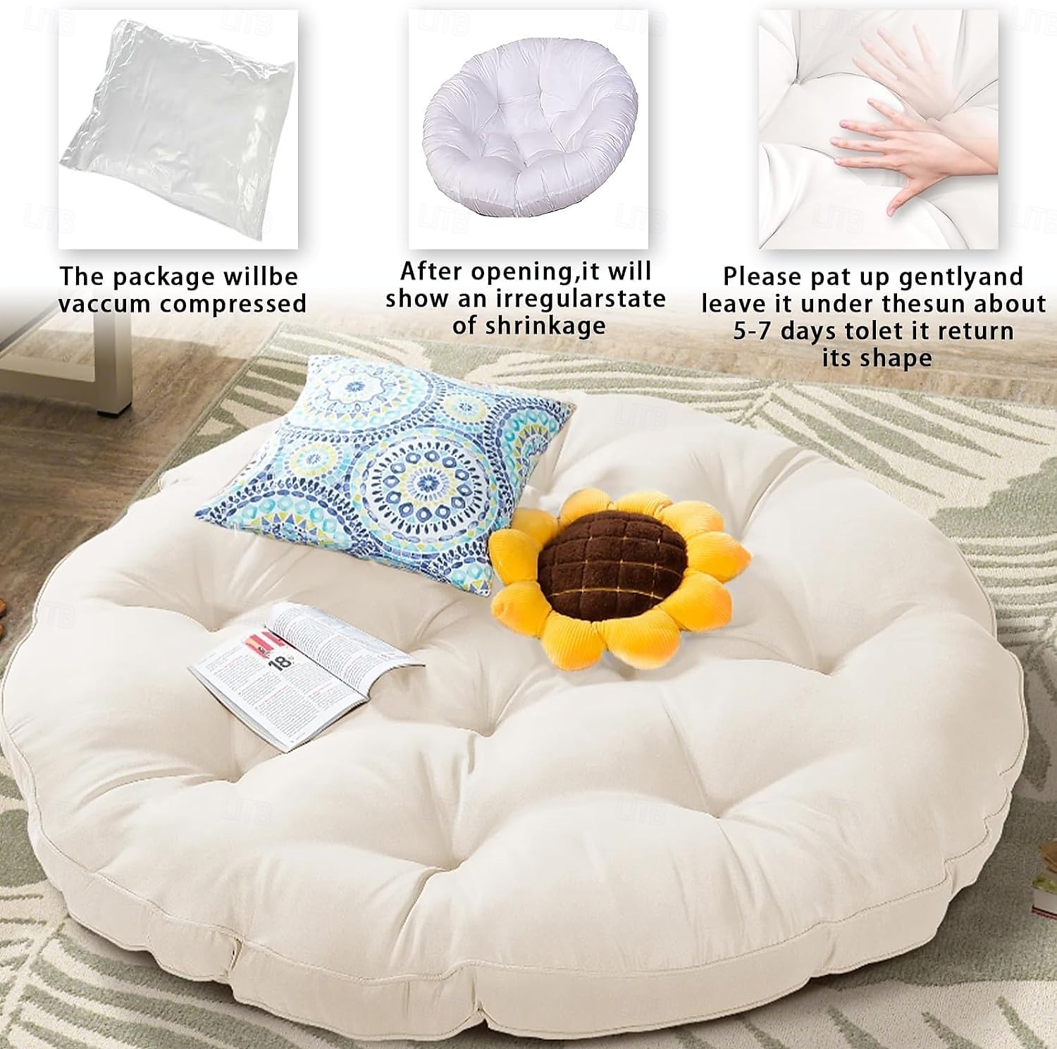 Coussin rond pour balcon, patio, jardin, extérieur ou intérieur, coussin de chaise suspendu, coussin de remplacement pour chaise en forme d'œuf de 2025 ? $18.49 –P2