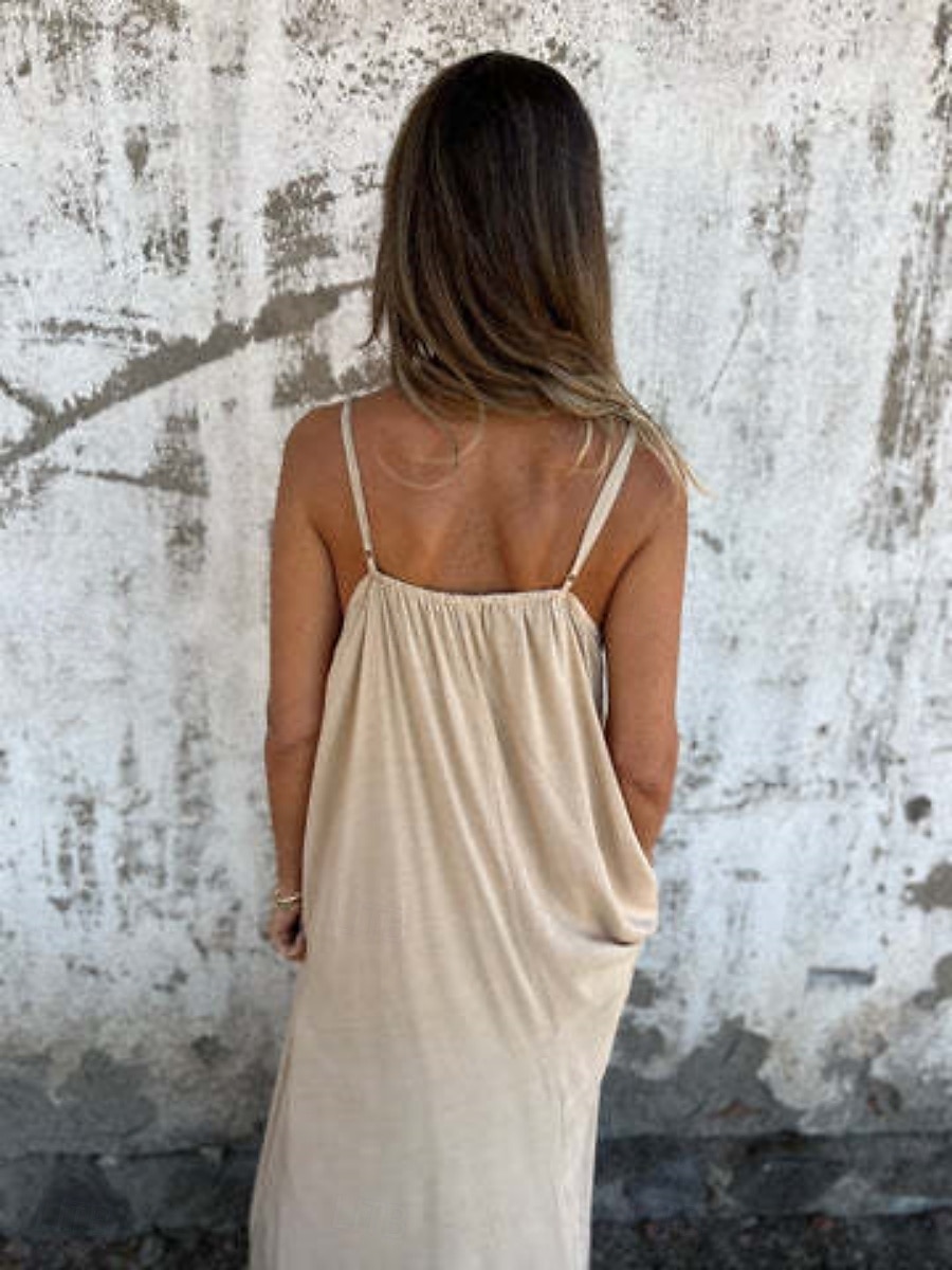 Femmes Robe Longue Maxi Robe Robes en coton et lin Robe Décontractée Robe d'été Robe Nuisette Mode Moderne Quotidien Week-end Coupe régulière Uni Sans manches Bretelles Noir Bleu Vert Kaki Été de 2025 ? $28.99 –P1