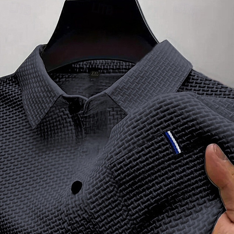 Herren Golfshirt Golf Poloshirts Arbeit Lässig Revers Kurzarm Basic Modern Einfach Knöpfe Jacquard Sommer Normale Passform Schwarz Weiß Marineblau Blau Meerblau Dunkelgray Golfshirt 2025 - $18.99 –P5