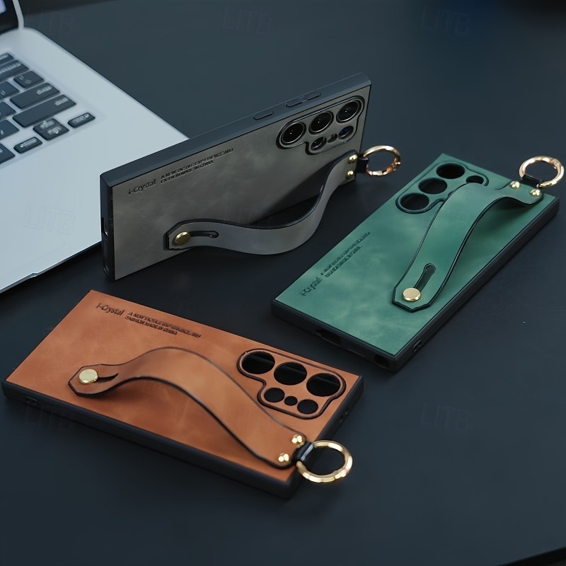 telefon Maska Pentru Apple AirTag S25 Ultra S24 Ultra Plus S23 Ultra Plus Capac Spate Suport Inel cu curea de mână Anti Șoc TPU PC PU piele 2025 - $10.99 –P6