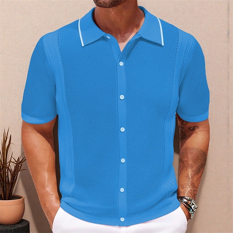 Ανδρικά Button Up Polos Πουκάμισο γκολφ Causal Αθλητικά Πέτο Κοντομάνικο Μοντέρνα Βασικό Σκέτο Κουμπιά Καλοκαίρι Μπλε Πορτοκαλί Γκρίζο Button Up Polos 2025 - $34.99 –P5