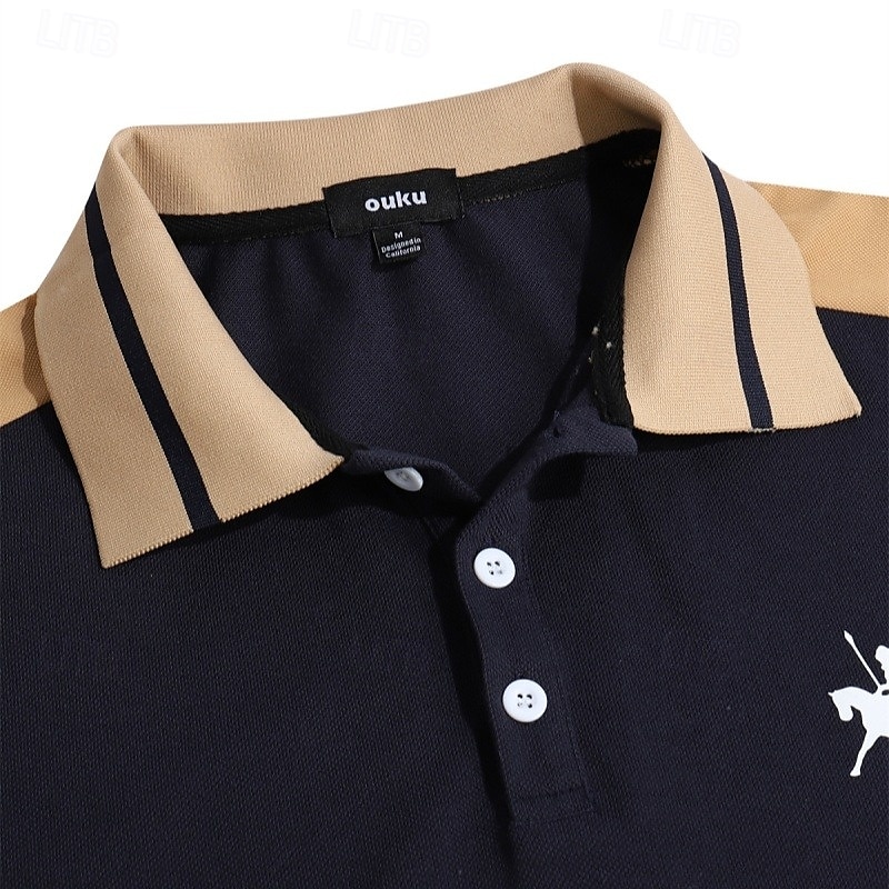 Men's Cotton Polo Shirt Golf Shirt Casual Holiday Lapel Short Sleeve Fashion Basic Color Block Patchwork Summer Regular Fit Black Wine Navy Blue Green Gray Light Blue Cotton Polo Shirt 2025 - $22.99 –P11
