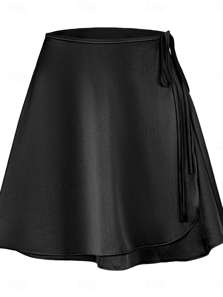Jupe femme A ligne Couleur unie Mode Décontractée Mini Jupe taille haute Uni Plissé Micro-élastique Street Daily Noir Champagne Marron Vert Été Satin de 2025 ? $19.99 –P23