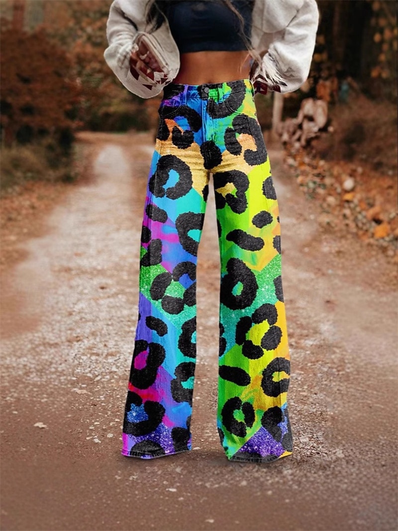 Retro Vintage Boho 1970er Hose Hose mit weitem Bein Hippie Disco Hohe Taille Tarnung Jeans-Imitat Kostüm Damen Karneval Alltagstauglich Musikfestival Retro-Mottoparty Erwachsene Hose 2026 - $35.99 –P7