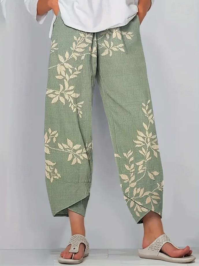 Damen Weites Bein Chinos Baggy-Hosen Urlaub Vintage Ethno-Stil Volle Länge Hohe Taille Blumen Grafik Drucken Thermowarm Atmungsaktiv Weich Mikroelastisch Urlaub Straße Lässig Dunkelgrau Rubinrot 2025 - $20.99 –P2