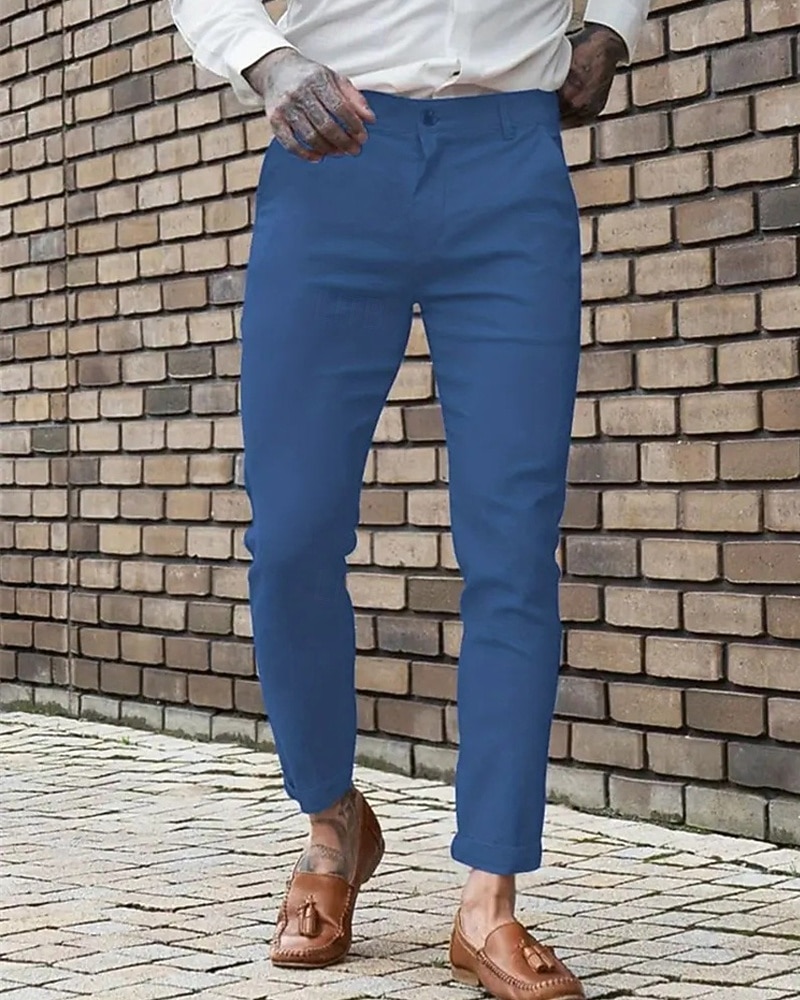 Per uomo Pantaloni Eleganti Aderente Pantaloni Chinos Bottoni Tasca Semplice Comodità Formale Feste Lavoro Moda Stile Classico Blu Cachi Micro-elastico del 2026 a $22.99 –P6