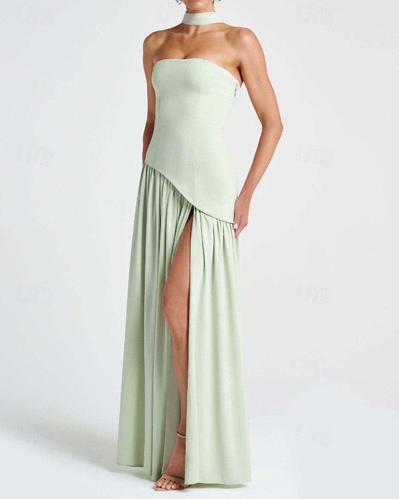 Damen Langes Kleid Maxikleid Weißes Kleid Abschlusskleid Partykleid Mode Party Abendgesellschaft Ausgehen Normale Passform Einfach Ärmellos Trägerlos Weiß Gelb Wein Marineblau Sommer 2025 - $29.99 –P9
