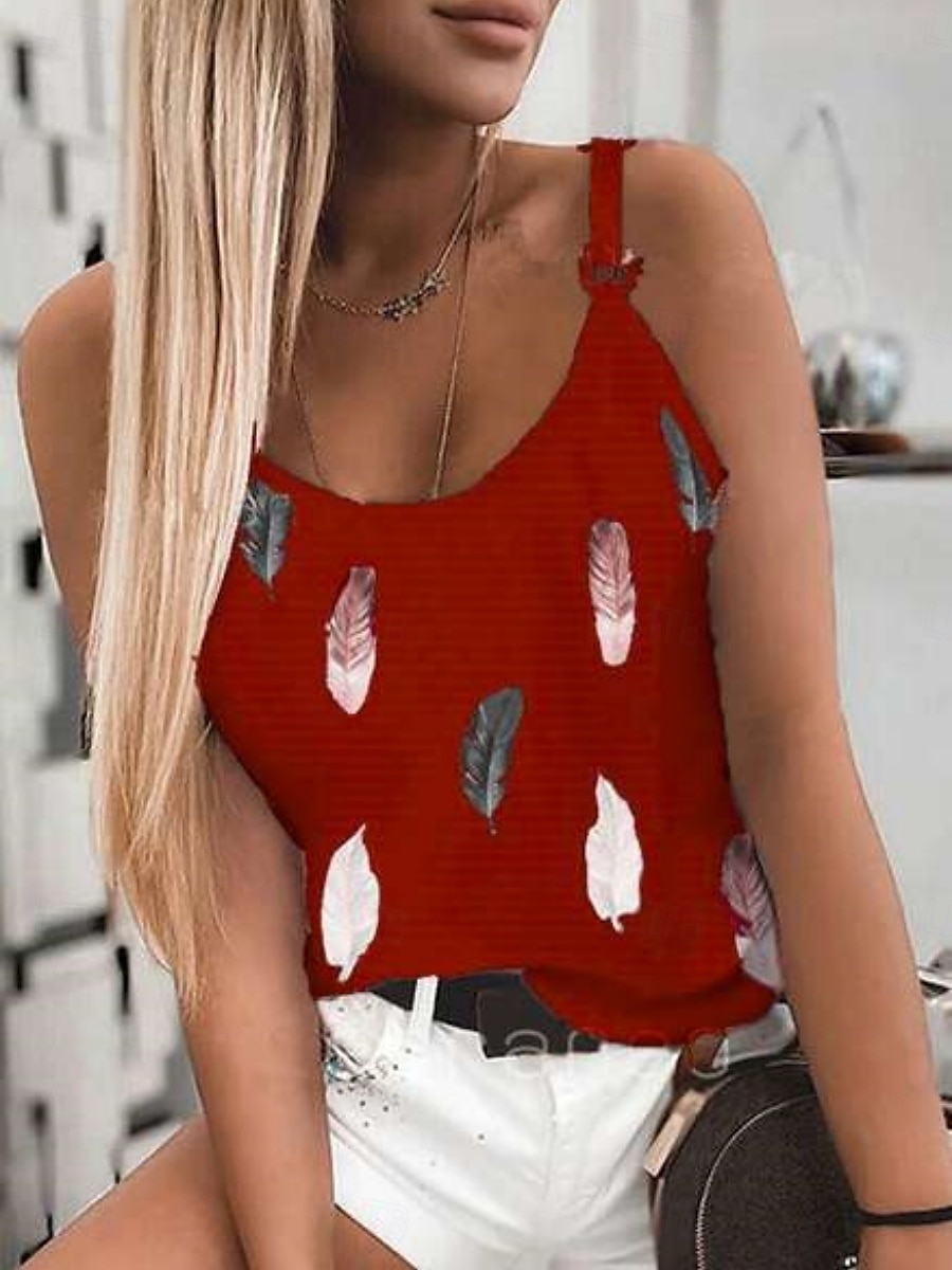 Damen Camisole-Tanktop Feder Täglich Lässig Ärmellos Träger Normale Oberteile Täglich Rückenfrei Druck Weiß Rosa Rote Blau Purpur Sommer 2025 - $17.99 –P15
