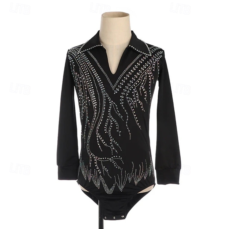 Men's Boys Figure Skating Costumes High Elasticity Training Competition Skating Wear Classic Crystal / Rhinestone Long Sleeve Ice Skating Figure Skating 2026 - $271.59 –P1