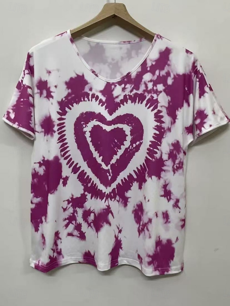 Pentru femei Tricou Cravată Modă Modern Manșon scurt În V Topuri obișnuite Zilnic Peteci Imprimeu Roșu-aprins Mov Fucsia Trifoi Vară 2025 - $14.99 –P3