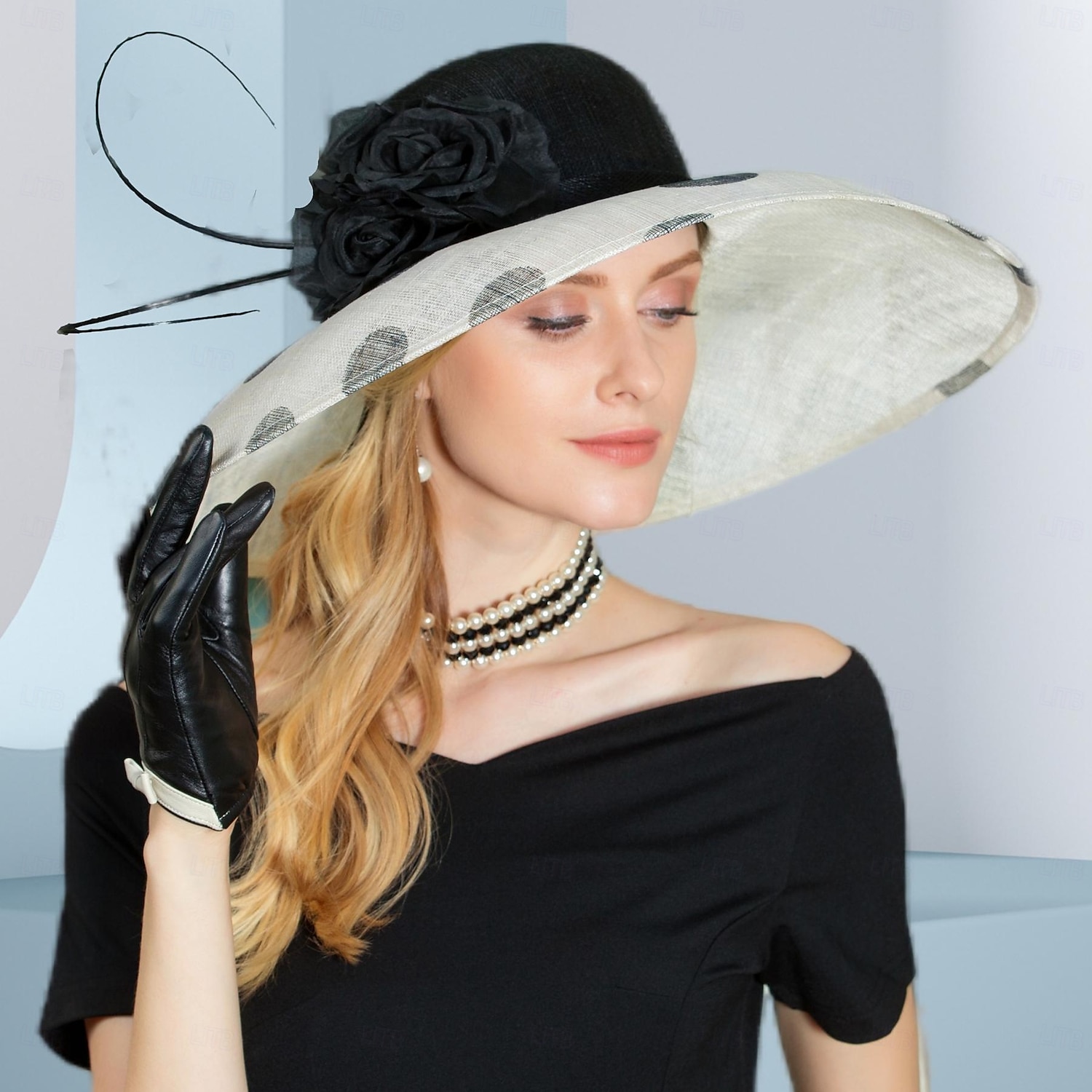 chapeaux chapeau de soleil en lin chapeau sinamay mariage thé fête mariage élégant avec plume coiffe à pois coiffure de 2025 ? $118.99 –P3