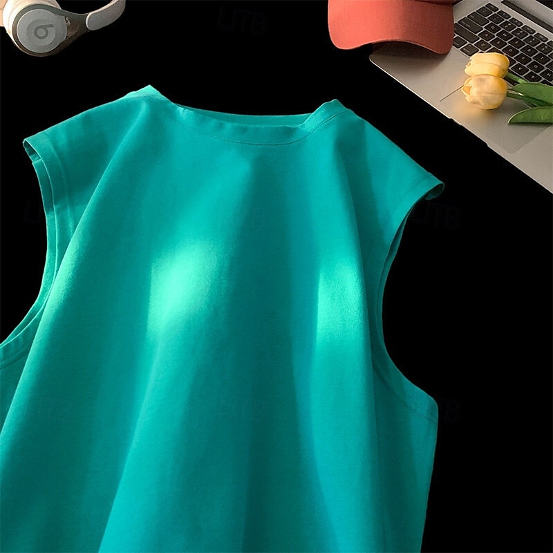 Herren Tank Top Weste Unterhemd Ärmelloses Shirt Ärmellos Rundhalsausschnitt Sommer Einfach Mode Designer Basic Klassisch Urlaub Straße Ausgehen Schwarz Weiß Rosa Top T-Shirt für Herren 2025 - $9.49 –P6