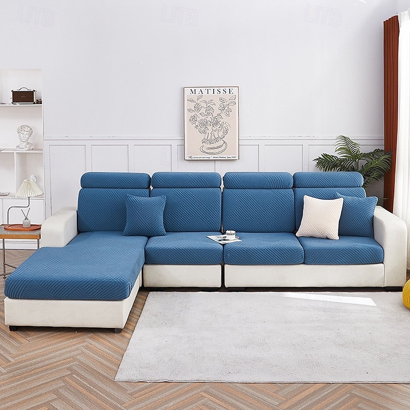 Funda de cojín elástica para sofá, funda elástica para sillón seccional, sofá de dos plazas, 4 o 3 plazas, forma de L, sólida, suave, duradera, lavable 2025 - $12.49 –P2