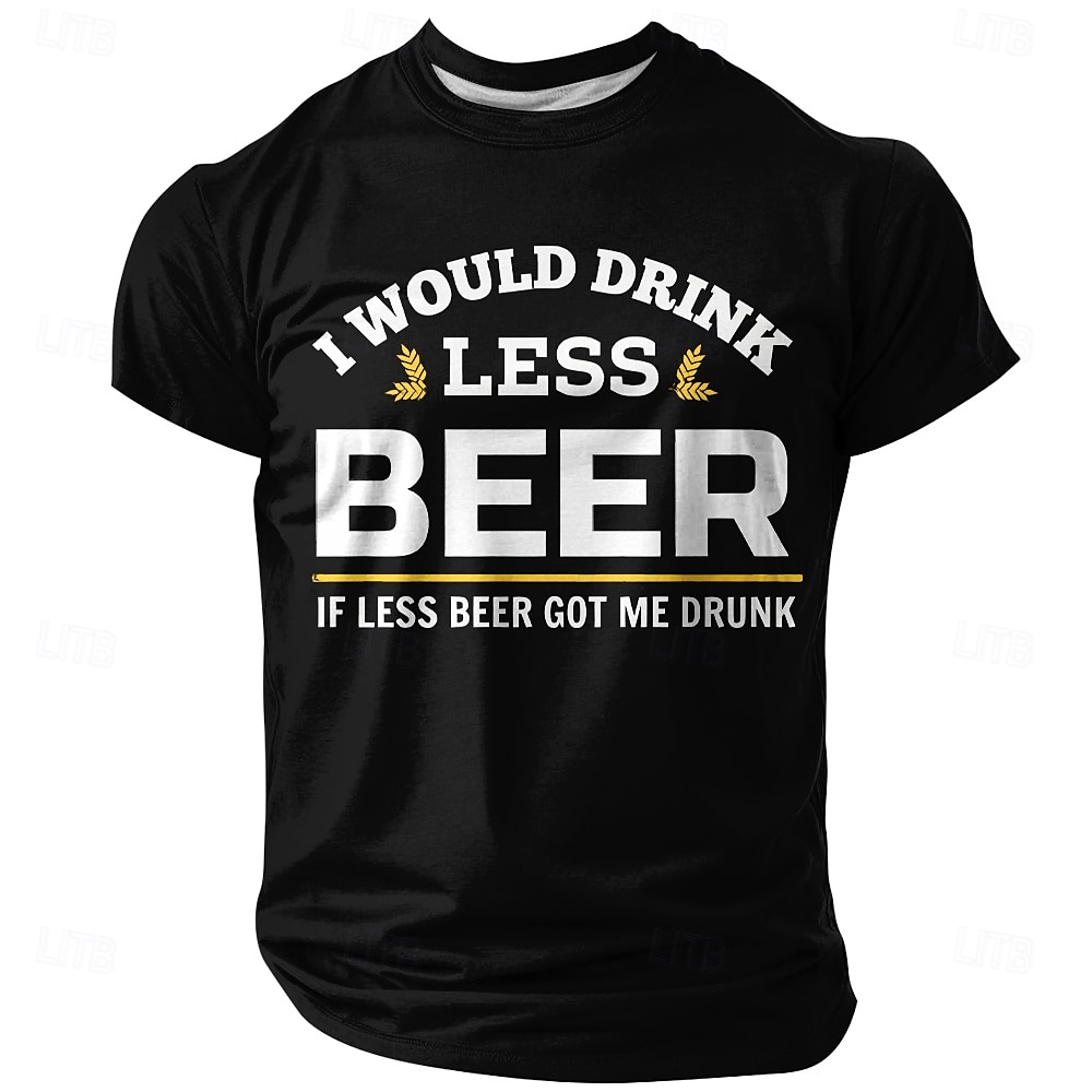 2025年 男性用おもしろ飲酒Tシャツ '少しでも酔わないためにビールを飲む量を減らすだろう'ビール好きのためのショートスリーブグラフィックTシャツ  コレクション – $17.99 –P1