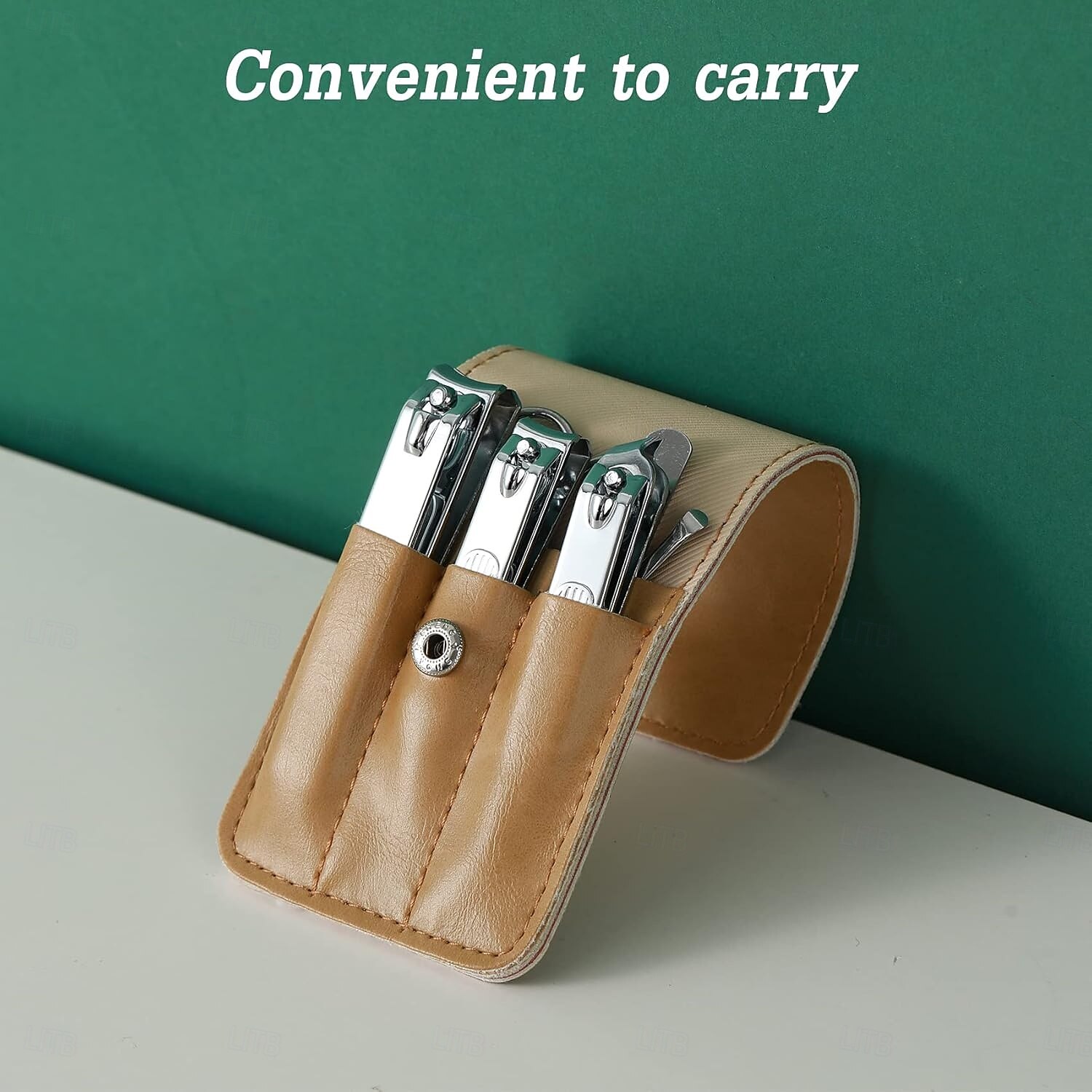 kynsileikkurisetti, 6 kpl varpaankynsileikkureita, ruostumattomasta teräksestä valmistettu kynsileikkuri ja pu-nahkainen manikyyrisetti, lahjaideoita 2025 - $9.99 –P4